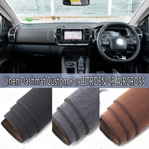 Car Styling Linen Dash Mat Covers Dashmat Dashboard Pad Carpet Accessories For CITROEN C5 AIRCROSS 2016 2017 2018 2019 2020 2021