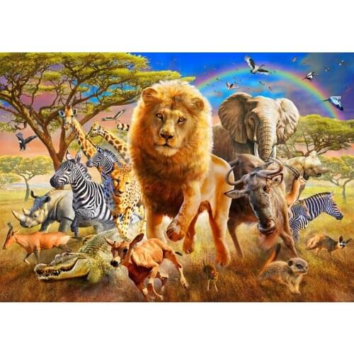 The African grassland The wooden puzzle 1000 pieces ersion jigsaw puzzle white card adult childrens educational toys