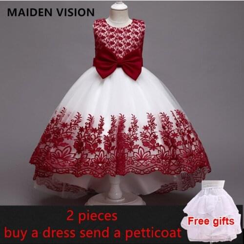 2021Kids Girls Elegant Wedding Flower Girl Dress Princess Party Pageant Formal Long Sleeveless Lace Tulle 2-14 Y Kids Vestidos