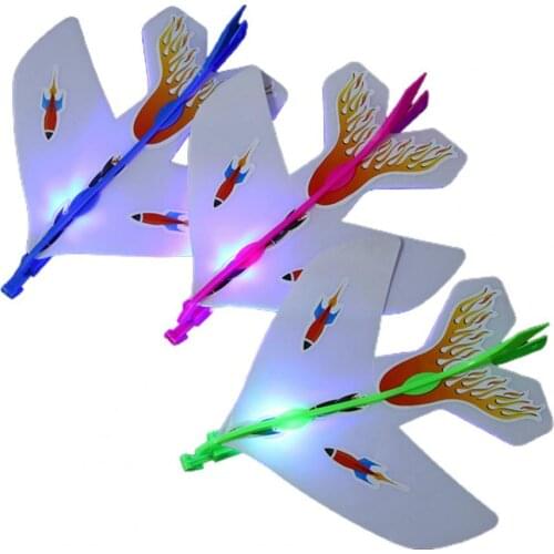 DIY Foam Glider Airplane Model Toys Light Plane Flash Children Gift Plastic Flash Slingshot Aircraft Toy for Outdoor Interactive