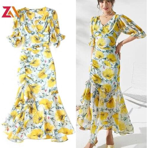 ZALady Designer Beach Boho Women Short Tops Summer Midi Mermaid Skirts Floral Printed Two Piece Set Suit Outfits Sexy Clothes