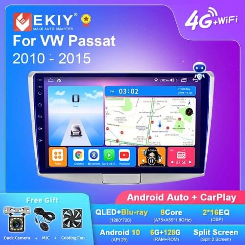 EKIY Blu-ray IPS DSP Android 10.0 Car Multimedia 6G+128G For VW Volkswagen Passat B6/B7 Magotan/CC 2012-2015 Auto Radio GPS Navi
