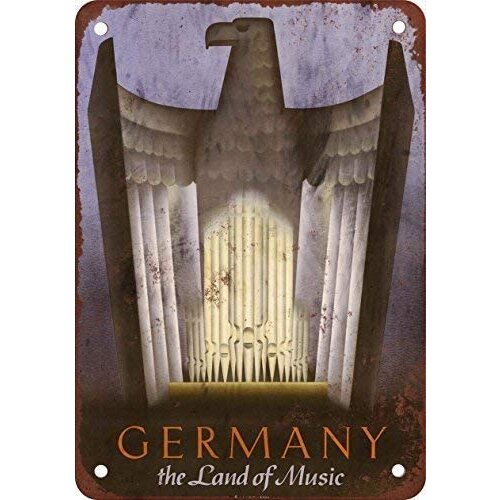 Germany The Land of Music Old Fashion Tin Signs Vintage Look Sign Poster Plaque for Bar Cafe Garage Home Outdoor Courtyard Pos