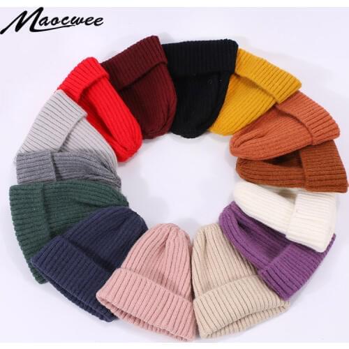 Winrter Cotton Skullies Beanies Baby Hat Knitted Children Hats For Girls Boys Warm Cap Solid Warm Wool Cap For Kids Hat Beanies
