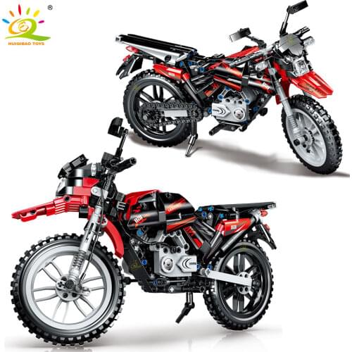 HUIQIBAO 481Pcs City Speed Champion Motorbike Building Blocks Technical Off-Road Haulage Motorcycle Race Bricks Toys Children