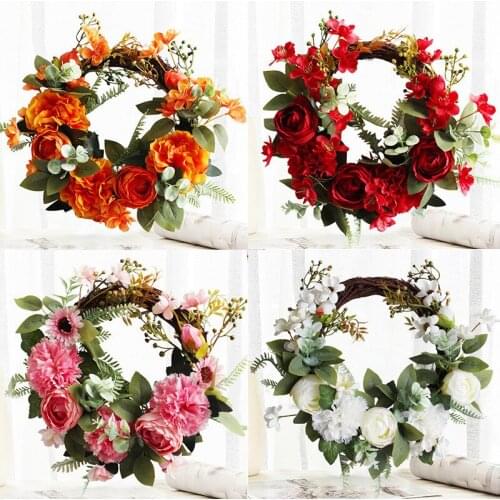 Simulated Wreath Lightweight Reusable Garland Hanging Ornament For Porch Farmhouse Garden Decoration Navidad Drop Shipping