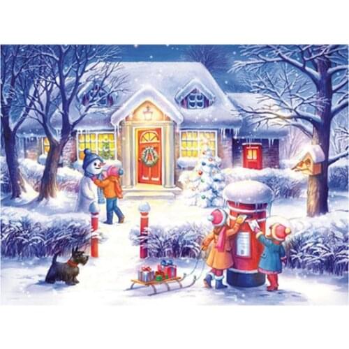 5D DIY Diamond Embroidery House Full Drill Square Diamond Mosaic Winter Painting Cross Stitch Snowman Wall Decor Home