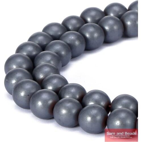 Natural stone Dull Polish Matte Black Hematite Round Spacer Loose Beads 4-10mm For Bracelet Necklace Making MHB21