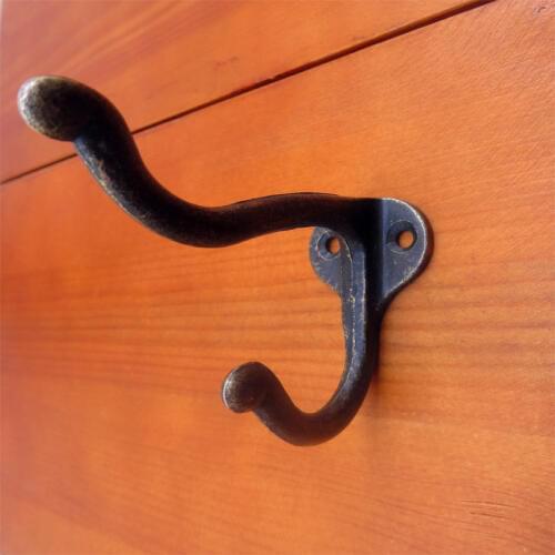 Large Wall Hooks,Clothes Hat Bathroom Apartments Hook With 2 Holes,Zinc Alloy,Bronze Tone,53*29*75mm,4PCs