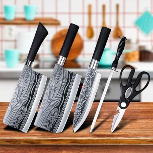 Damascus Kitchen knives Set 7 inch Chef Knives Stainless Steel Fish Meat Slicing Damascus Pattern Knife Set