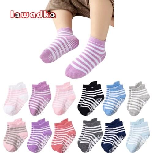 Lawadka 6Pairs/Lot 0 to 5Years Spring Autumn Kids Girls Boys Floor Socks Striped Sport Childrens Anti-slip Boat Socks For Boys