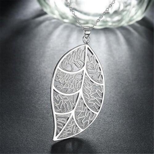 NEW fashion jewelry pendant Necklace, 925 jewelry silver plated necklace leaf pendant necklace
