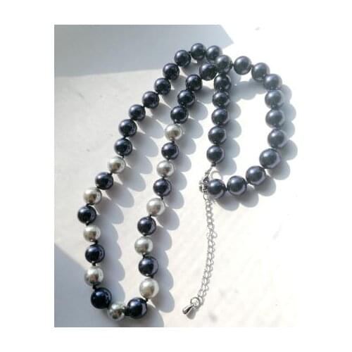 New Arrival Favorite Pearl Jewelry 8mm Blue Black White Gray Shell Pearl Women Jewelry Necklace Handmade Fine Jewelry Girl Gift