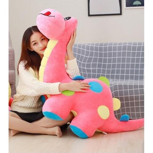 Huge 130cm lovely pink dinosaur Soft plush toy doll cartoon Tanystropheus toy hug sleeping pillow birthday gift b2158
