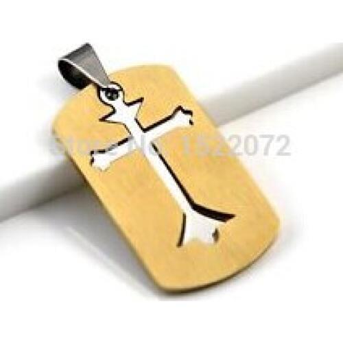 Wholesale and retail Mens Stainless Steel Cross Dog Tag necklace cheap custom metal gold silver cross dog tags necklace