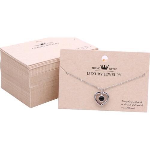 Simple Beige paper 6x9 CM 100PCS Square Paper Jewelry Necklace Cards Label Tags Handmade DIY Accessories Wholesale