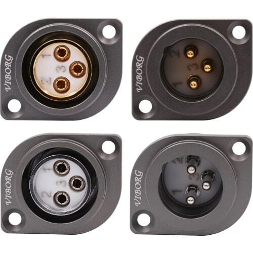 XLR SOCKET CONNECTOR Viborg High End Male Female 3pin Jack Connector for MIC HiFi Audio Amplifier DIY PTFE Gold/Rhodium Plated