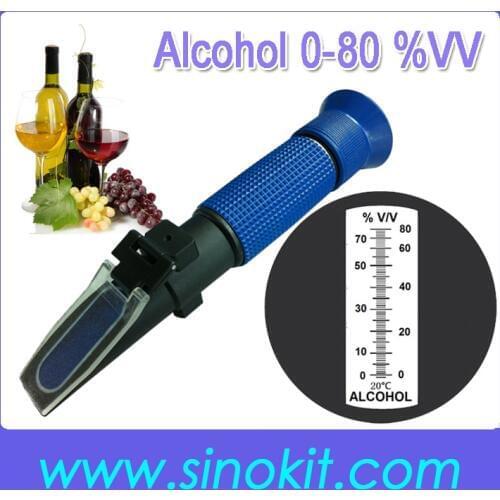 Free Shipping Cheap 0-80% V V Alcohol ABS Plastic Hand Refractometer P-RHV-80ATC