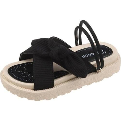 New ladies sandals fashion flannel bowknot thick-soled non-slip lightweight comfortable casual sandals women platform shoes