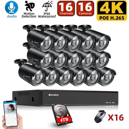 Dome H.265 4/8CH POE NVR Kit CCTV Security Camera System 4Pcs 5MP Audio Record IP Camera Alarm Remote Video Surveillance NVR Set