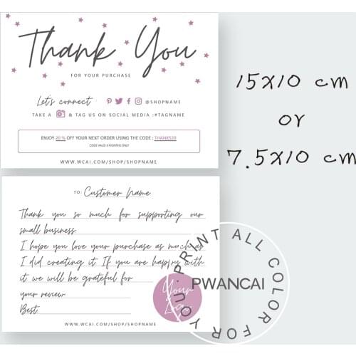 Thank You for Your Order Card Pink-DIY Printable Business Thank You Note -Social Media Icons,Logo&Handwritten Note-Etsy Marketin