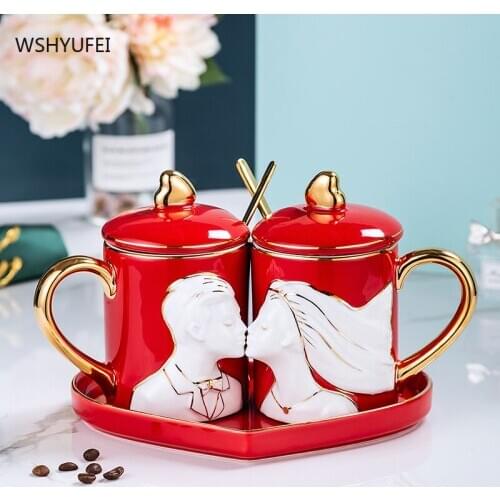 Creativity Ceramic Coffee Cup Spoon Set Porcelain teacup scented tea Condensed coffee Mugs Luxury Cafe Teatime Party Drinkware