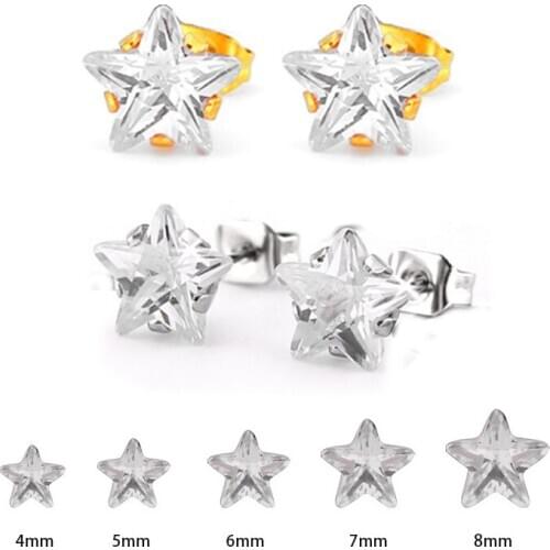 Uelf White Crystal Star Shaped Crawler Earring Dainty CZ Stud Earring Ear Climber Ear Crawler Women Jewelry