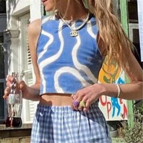 Print Y2k Fairy Grunge Baby Crop Top For Girls T-shirt Summer Clothes For Women Sleeveless 2021 Shirt Vest Streetwear