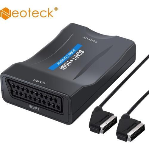 Neoteck 1080P SCART TO HDMI-compatible Audio Video Converter USB Cable Adapter 1.5m Scart Cable For HDTV DVD SKY PS3