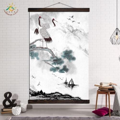 Vintage Posters and Prints Wall Art Canvas Painting Decorative Painting Art Wall Picture Poster Decoration Red-crowned Crane