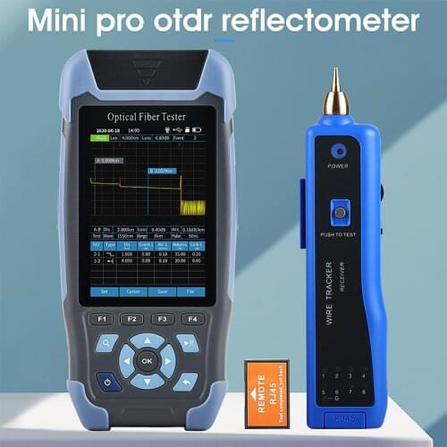 Pro mini OTDR Fiber Optic Reflectometer AUA900D with 9 Functions VFL OLS OPM Event Map 24dB for 64km Fiber Cable Ethernet Tester
