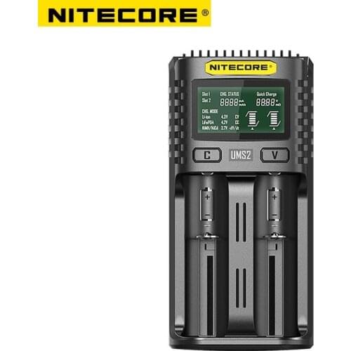 Nitecore UM2 USB Dual-SlOT QC Charger Intelligent Circuitry Global Insurance li-ion AA 16340 18650 20700 21700 26650 Charger
