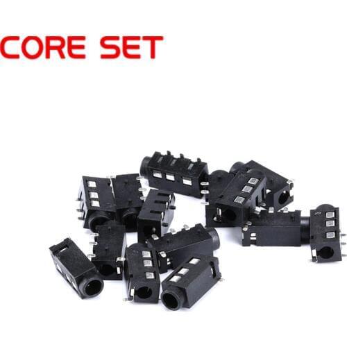 10PCS 3.5mm jack Female Audio Connector 4 Pin DIP Headphone Jack Socket PJ-320A PJ320A Audio Interface Audio Jack Black