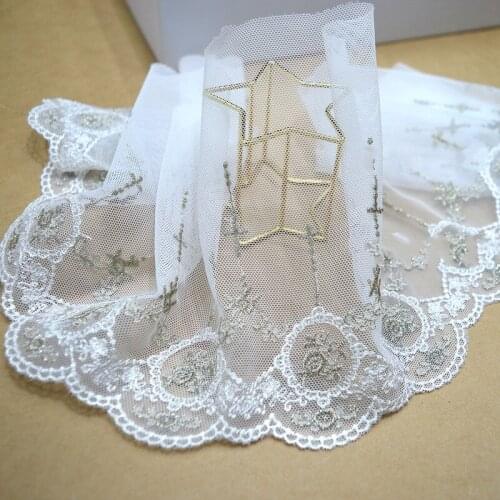 10Yards Embroidered Dark Golden Flower Lace Edge Trim Mesh Tulle Fabric Doll Craft Cloth Curtain Decor for Wedding Dress