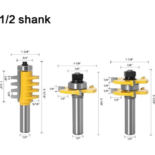 3-piece tenon and tenon cutter, panel cutter, three tooth T-joint cutter, taper tenon and tenon cutter, floor cutter
