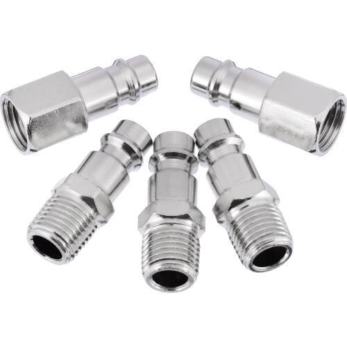 5pcs 1/4" Euro Air Line Hose Compressor Fittings Connector Male Quick Release Pneumatic Parts Plug Socket Connector