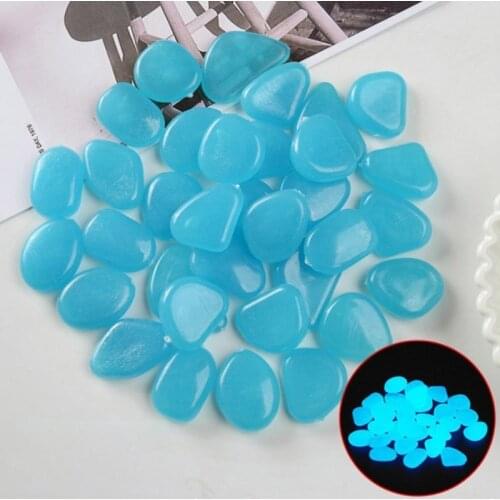 50 Pcs Fish Tank Aquarium Glowing Rocks Glow in The Dark Pebbles Glow Decorative Stones Rocks Luminous Pebbles for Outdoor