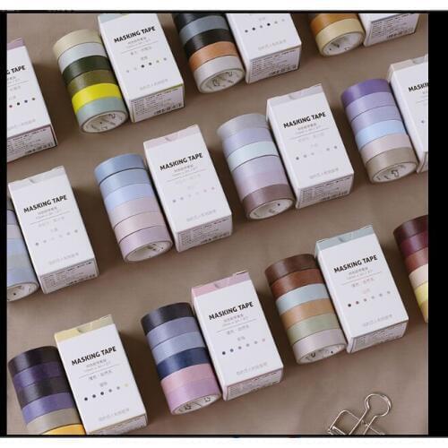 6Pcs/box Vintage solid contrast color retro elegance pure Morandi grey washi Tape DIY planner Diary scrapbooking masking tape