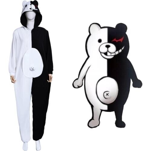Anime Danganronpa Dangan Ronpa Monokuma and Monomi Cosplay Costumes Robe Jumpsuit Pajamas Sleepwear Halloween Carnival Costumes