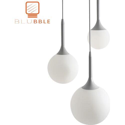 BLUBBLE Wonderland Modern Milk White Globe Glass Shade Pendant Lights For Dining Room Bar Restaurant Loft Simple Pendant Lamp