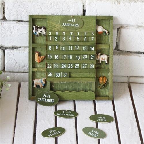 Mediterranean Style Mini Wooden Calendar Creative Calendar Display Home Supplies Theme Party Decorations