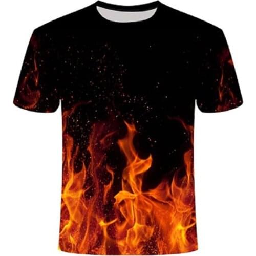 2021 Summer new mens T-shirt, high-quality round neck T-shirt, short sleeve, blue, green, red, purple, flame 3d printing top