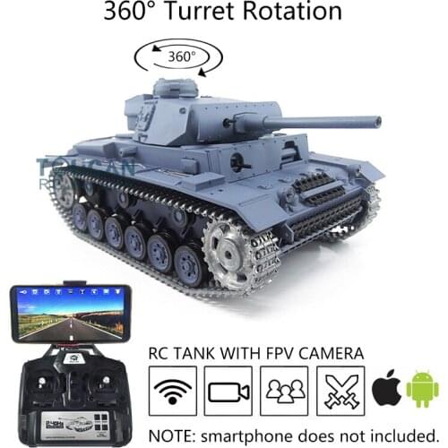 Heng Long 1/16 Scale FPV 7.0 Panzer III L RTR Upgraded Radio Control Tank 3848 360° Turret TH17344-SMT4