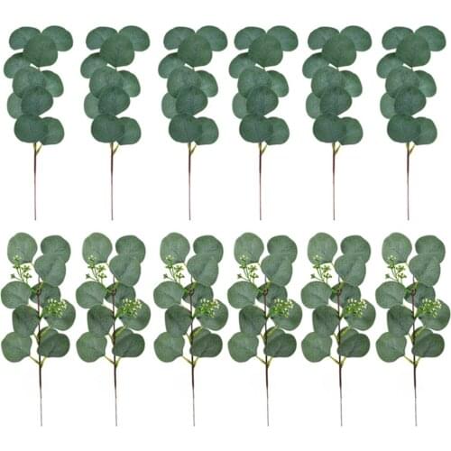 Artificial Plant Fake Flowers Silk Eucalyptus Floral Decor Leaves Branch 41cm Plastic For Home Wedding Party Room