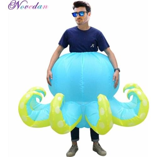Adult Halloween Octopus Costume Inflatable Blow Up Fancy Dress Under Sea Animal Mascot Suit Christmas Carnival Cosplay Outfit