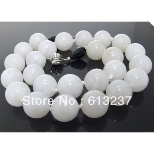 Hot free Shipping new 2014 Fashion Style diy Rare Big 19" Necklace White stone beads 10mm Round Beads Knotted Each Beads MY5181