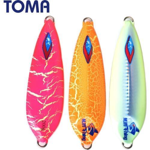 TOMA 1pc Slow Fishing Metal Jigging Lure 200g 300g Lead Fish Glow Slow Pitch Jigging Spoon Lure Saltwater Sea Fishing Tackle