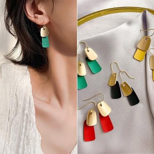 Fashion Earrings Simple Geometric Vintage Morandi Color Dangle Earrings for Women Wedding Party Christmas Gift Jewelry Wholesale
