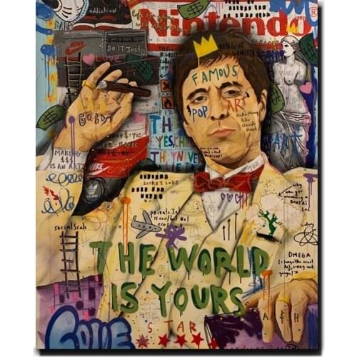 The World is Yours Motivational Canvas Art Prints Graffiti Art Paintings on the Wall Posters Decorative Pictures For Living Room