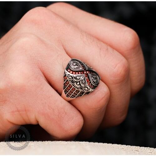 Original Sterling 925 Silver Mens ring With Zircon Stone . Mens Jewelry All Sizes Are Available